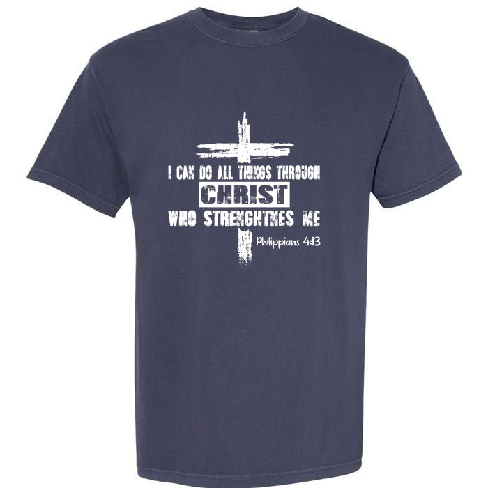 Christian I Can Do All Things Through Cross Jesus Religious Garment-Dyed Heavyweight T-Shirt