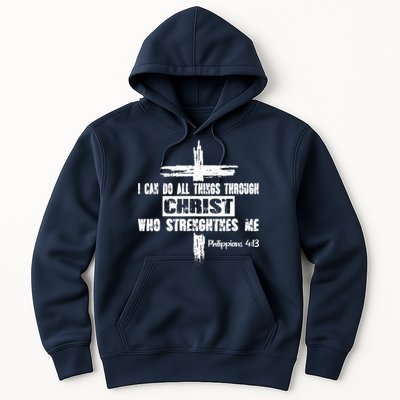 Christian I Can Do All Things Through Cross Jesus Religious Hoodie