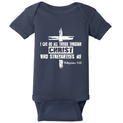 Christian I Can Do All Things Through Cross Jesus Religious Baby Bodysuit