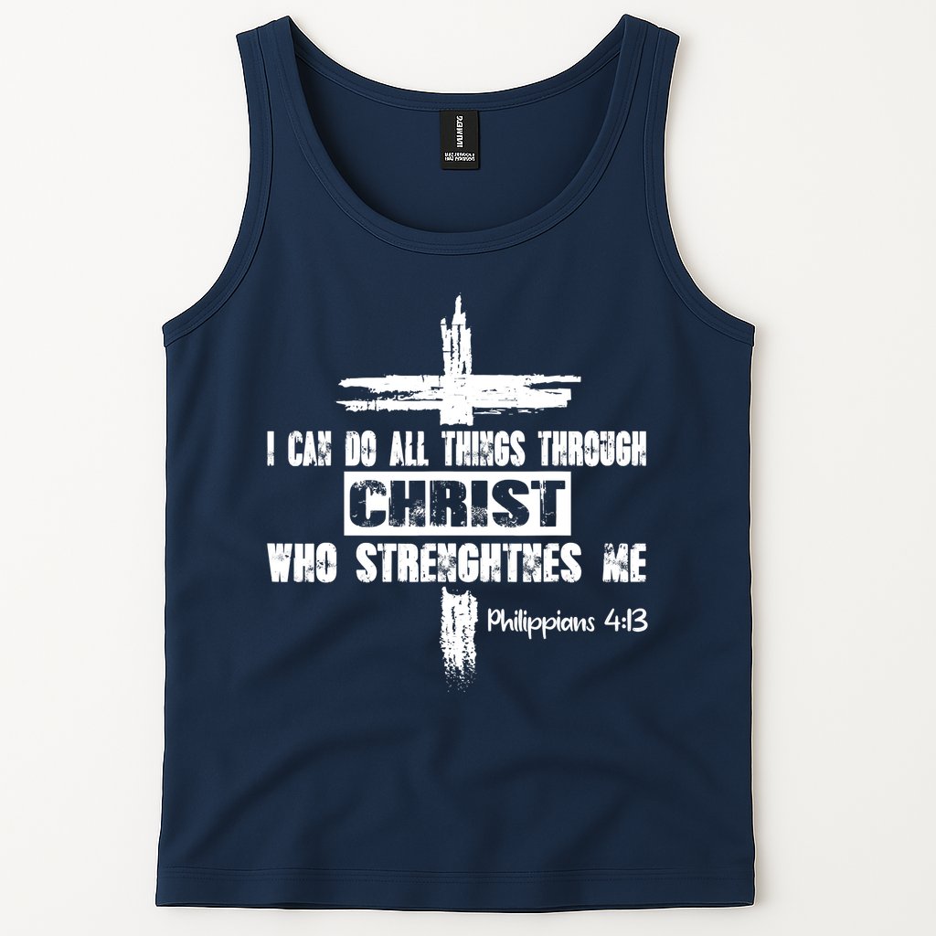 Christian I Can Do All Things Through Cross Jesus Religious Tank Top