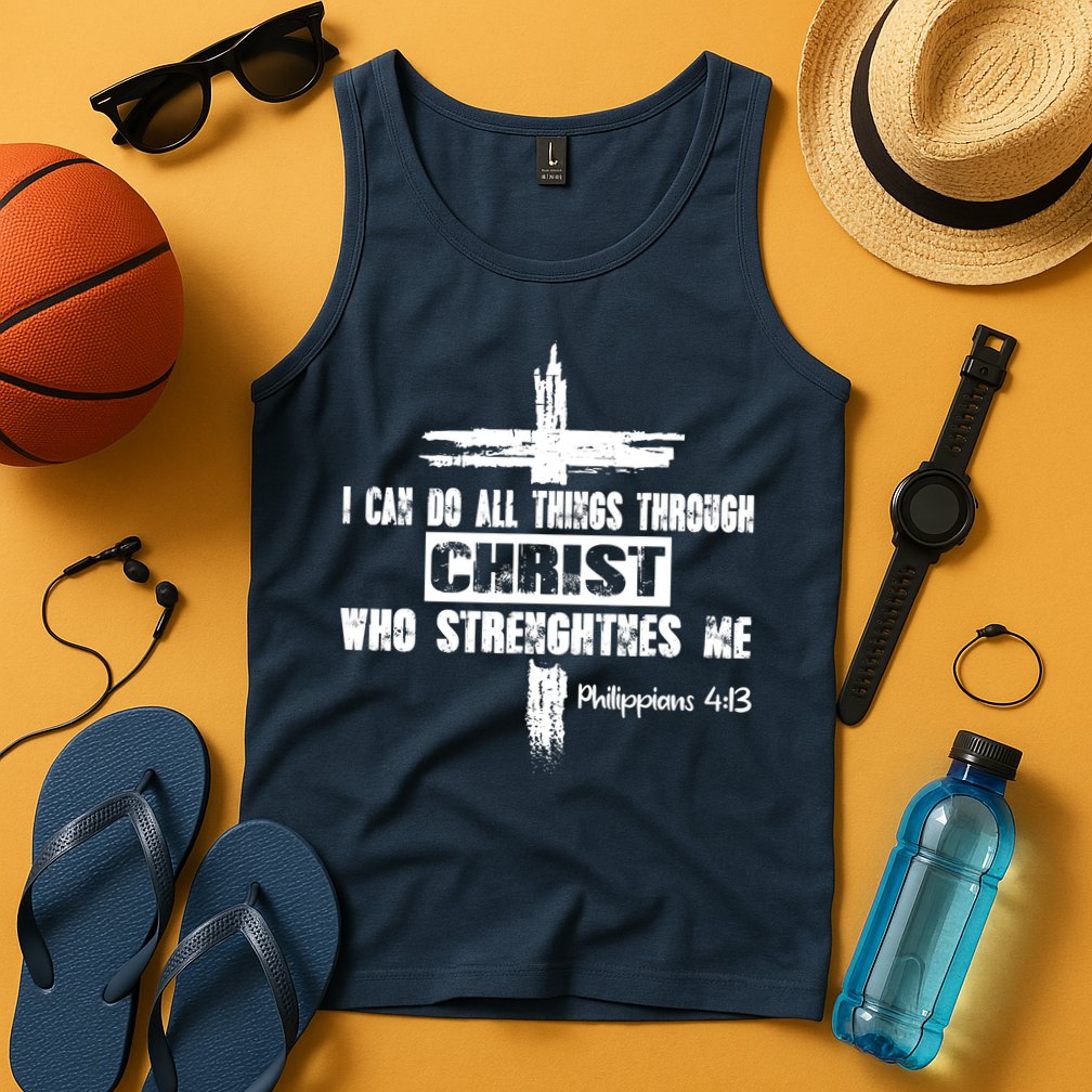 Christian I Can Do All Things Through Cross Jesus Religious Tank Top