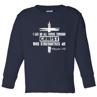 Christian I Can Do All Things Through Cross Jesus Religious Toddler Long Sleeve Shirt