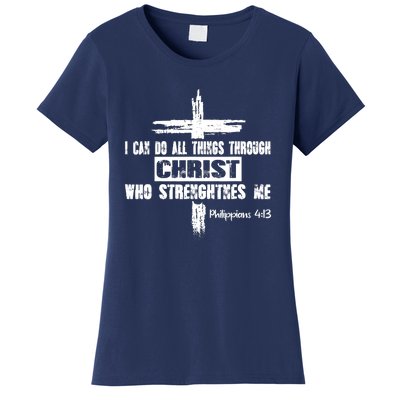 Christian I Can Do All Things Through Cross Jesus Religious Women's T-Shirt