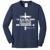 Christian I Can Do All Things Through Cross Jesus Religious Kids Long Sleeve Shirt