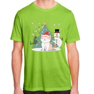 Cat In Christmas Mood Christmas Snowman Festive Adult ChromaSoft Performance T-Shirt