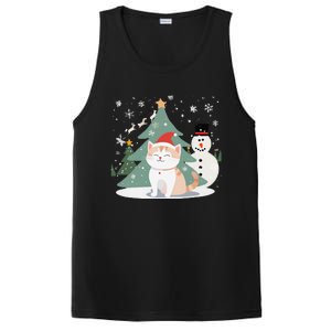 Cat In Christmas Mood Christmas Snowman Festive PosiCharge Competitor Tank