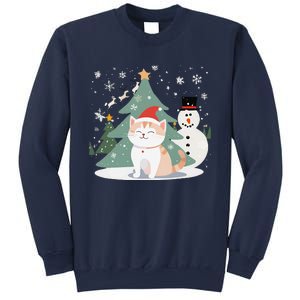 Cat In Christmas Mood Christmas Snowman Festive Sweatshirt