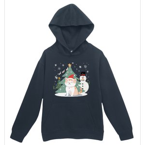 Cat In Christmas Mood Christmas Snowman Festive Urban Pullover Hoodie