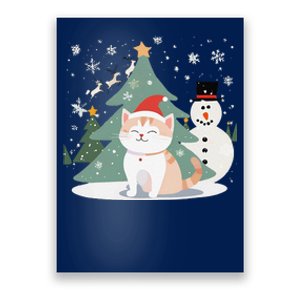 Cat In Christmas Mood Christmas Snowman Festive Poster