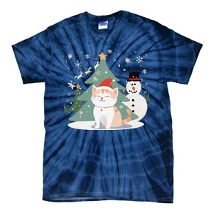 Cat In Christmas Mood Christmas Snowman Festive Tie-Dye T-Shirt