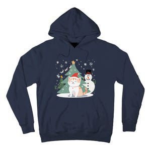 Cat In Christmas Mood Christmas Snowman Festive Tall Hoodie