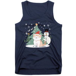 Cat In Christmas Mood Christmas Snowman Festive Tank Top