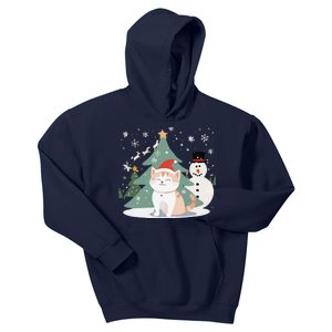 Cat In Christmas Mood Christmas Snowman Festive Kids Hoodie