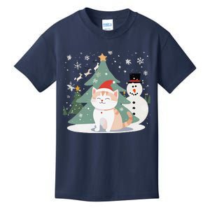 Cat In Christmas Mood Christmas Snowman Festive Kids T-Shirt