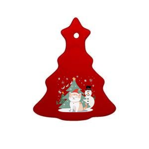 Cat In Christmas Mood Christmas Snowman Festive Ceramic Tree Ornament