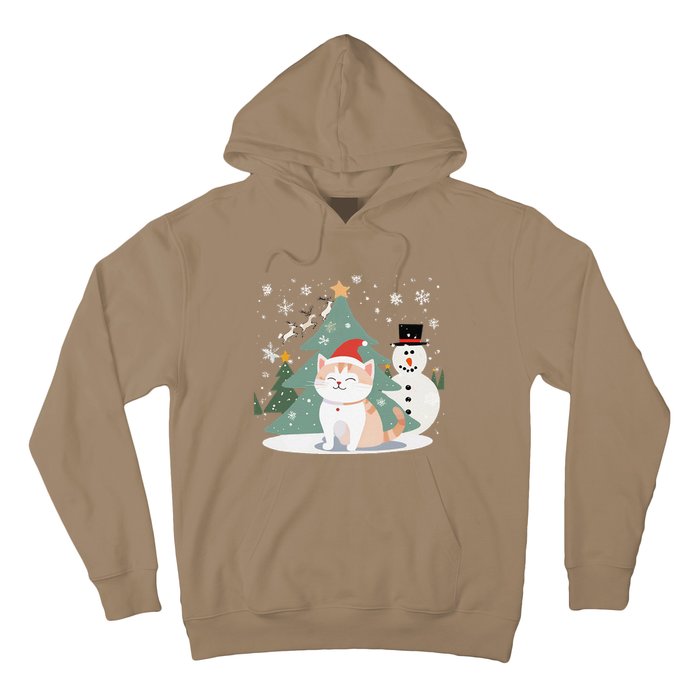 Cat In Christmas Mood Christmas Snowman Festive Hoodie