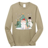 Cat In Christmas Mood Christmas Snowman Festive Long Sleeve Shirt