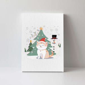 Cat In Christmas Mood Christmas Snowman Festive Canvas