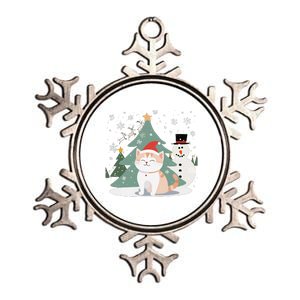 Cat In Christmas Mood Christmas Snowman Festive Metallic Star Ornament