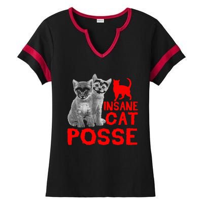 Cat Insane Cat Posse Gift Ladies Halftime Notch Neck Tee