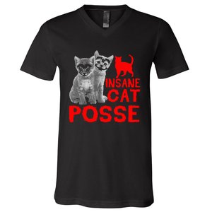 Cat Insane Cat Posse Gift V-Neck T-Shirt