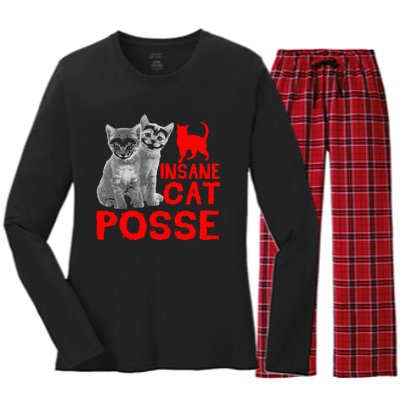 Cat Insane Cat Posse Gift Women's Long Sleeve Flannel Pajama Set 