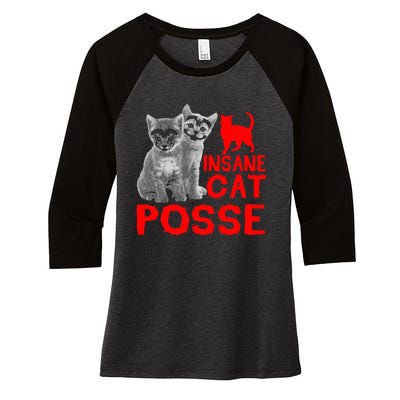 Cat Insane Cat Posse Gift Women's Tri-Blend 3/4-Sleeve Raglan Shirt