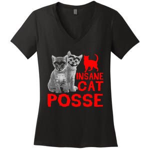 Cat Insane Cat Posse Gift Women's V-Neck T-Shirt