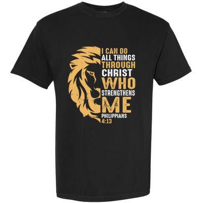 Christian I Can Do All Things Through Christ Lion Faith Garment-Dyed Heavyweight T-Shirt