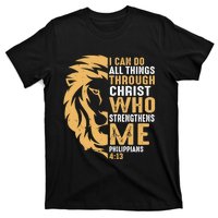 Christian I Can Do All Things Through Christ Lion Faith T-Shirt