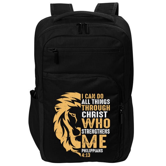 Christian I Can Do All Things Through Christ Lion Faith Impact Tech Backpack