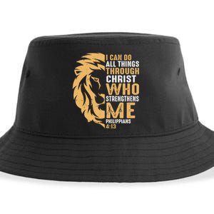 Christian I Can Do All Things Through Christ Lion Faith Sustainable Bucket Hat