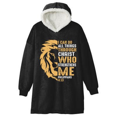 Christian I Can Do All Things Through Christ Lion Faith Hooded Wearable Blanket