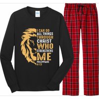 Christian I Can Do All Things Through Christ Lion Faith Long Sleeve Pajama Set