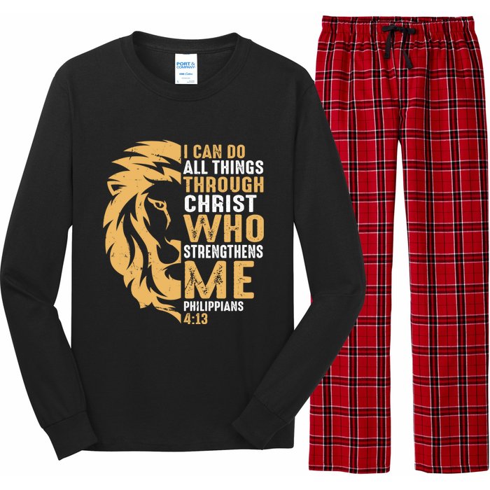 Christian I Can Do All Things Through Christ Lion Faith Long Sleeve Pajama Set