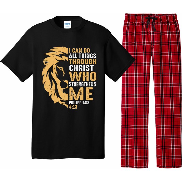 Christian I Can Do All Things Through Christ Lion Faith Pajama Set