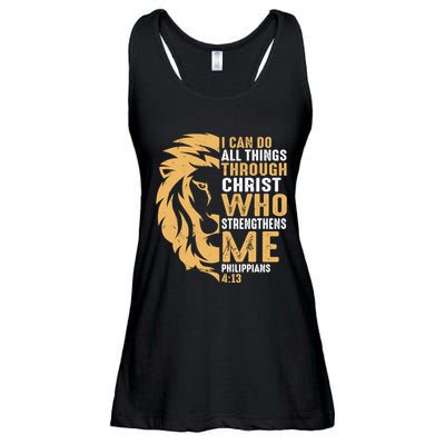 Christian I Can Do All Things Through Christ Lion Faith Ladies Essential Flowy Tank