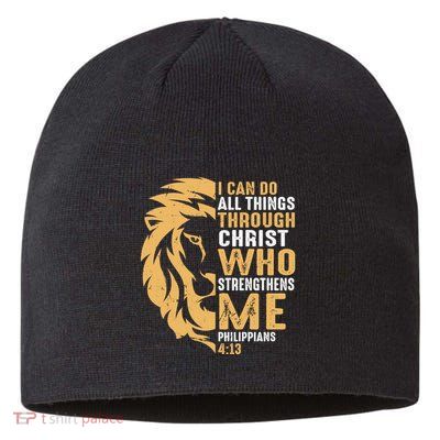 Christian I Can Do All Things Through Christ Lion Faith Sustainable Beanie
