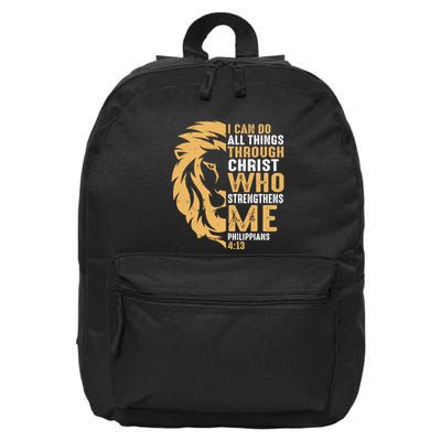 Christian I Can Do All Things Through Christ Lion Faith 16 in Basic Backpack