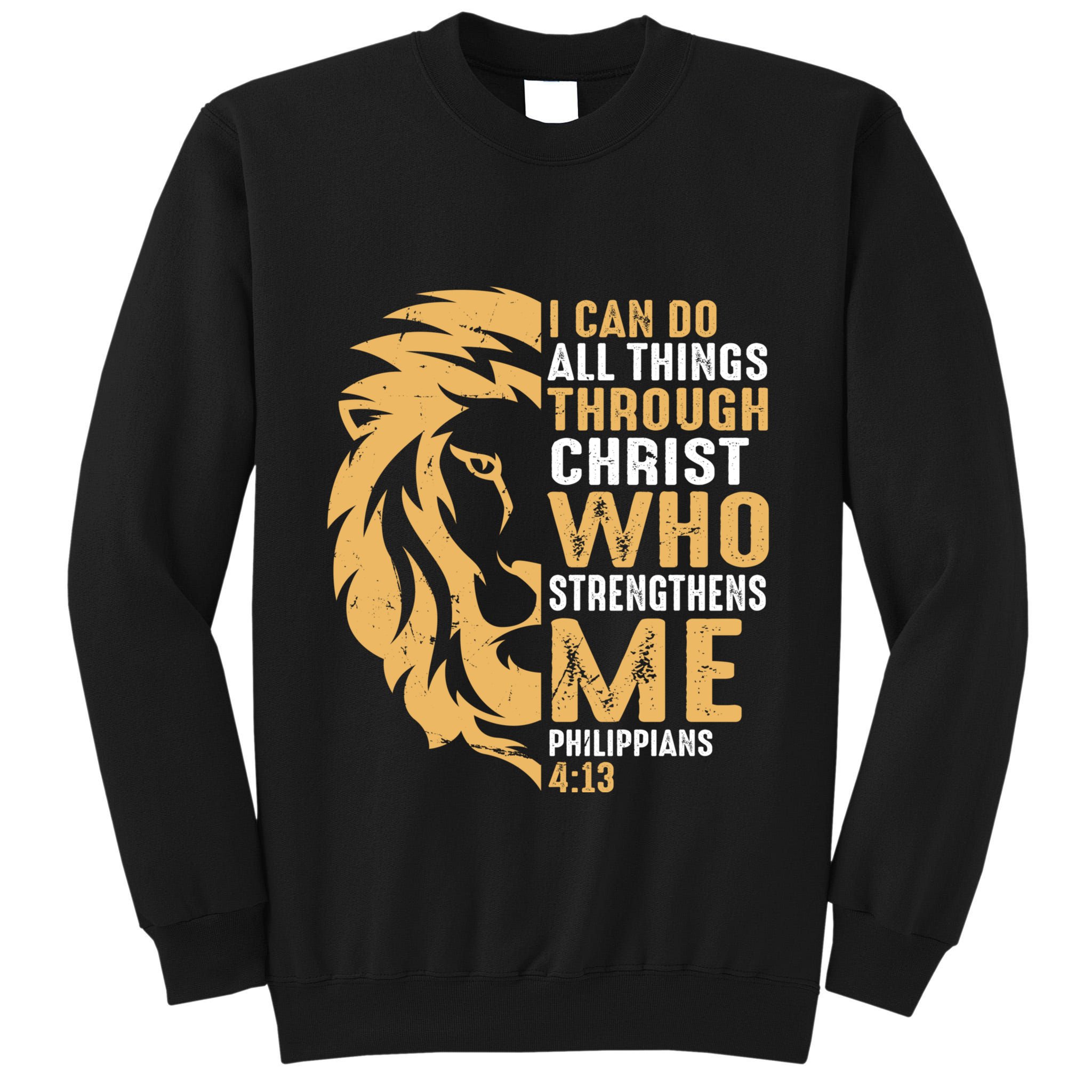 Christian I Can Do All Things Through Christ Lion Faith Tall Sweatshirt