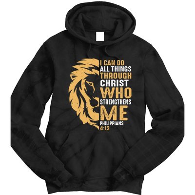 Christian I Can Do All Things Through Christ Lion Faith Tie Dye Hoodie