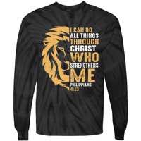 Christian I Can Do All Things Through Christ Lion Faith Tie-Dye Long Sleeve Shirt