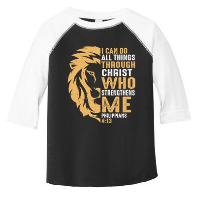 Christian I Can Do All Things Through Christ Lion Faith Toddler Fine Jersey T-Shirt
