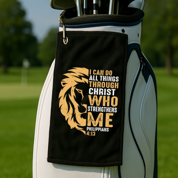 Christian I Can Do All Things Through Christ Lion Faith Golf Towel