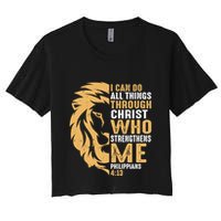 Christian I Can Do All Things Through Christ Lion Faith Women's Crop Top Tee