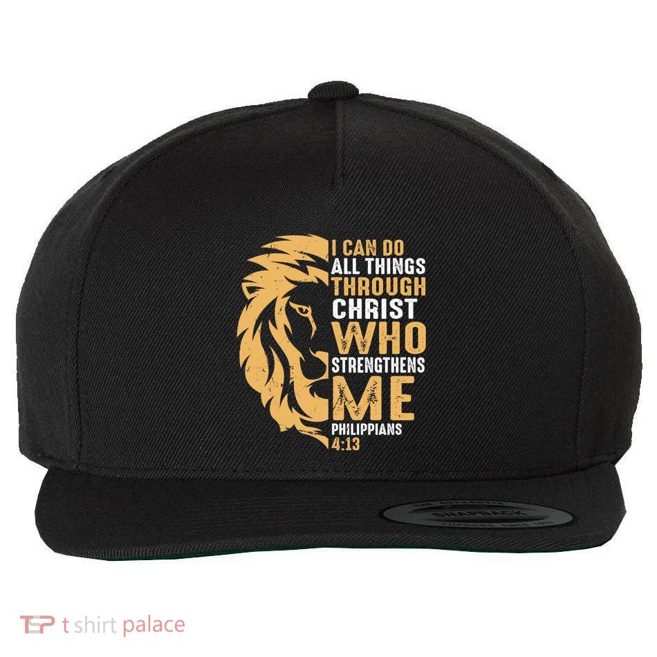 Christian I Can Do All Things Through Christ Lion Faith Wool Snapback Cap