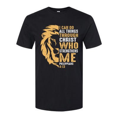 Christian I Can Do All Things Through Christ Lion Faith Softstyle CVC T-Shirt