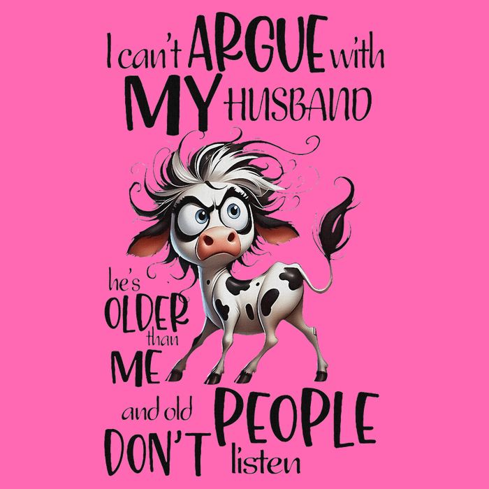 Cow I Can’T Argue With My Husband He’S Older Than Me Stripe Pom Pom Beanie
