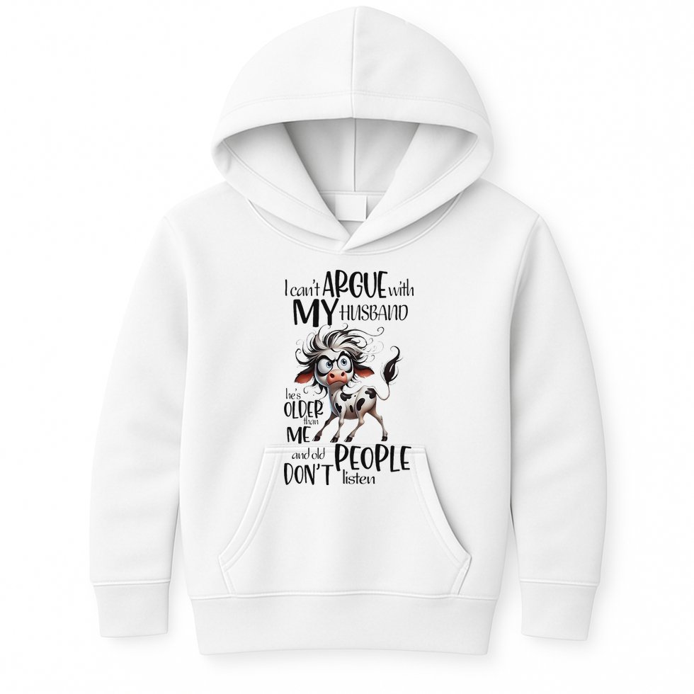 Cow I Can’T Argue With My Husband He’S Older Than Me Kids Hoodie
