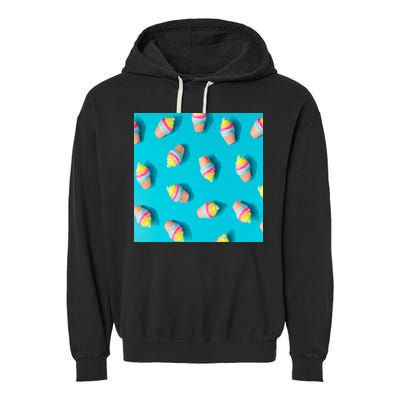 Colorful Ice Cream Pattern Garment-Dyed Fleece Hoodie
